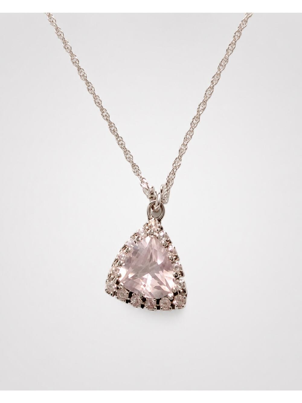 Lilac Purple Pendant Necklace 925 Sterling Silver & Rhinestones Extender blu3-8